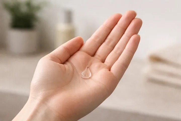 Drop of oil on an open palm for the section Dilution Guide for Peppermint Specifically